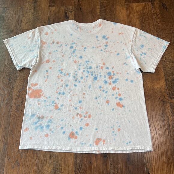 Pac-Man Running & Eating Logo Crew Neck Shirt Men XL White Tie Dyed Retro Gaming - Picture 5 of 8